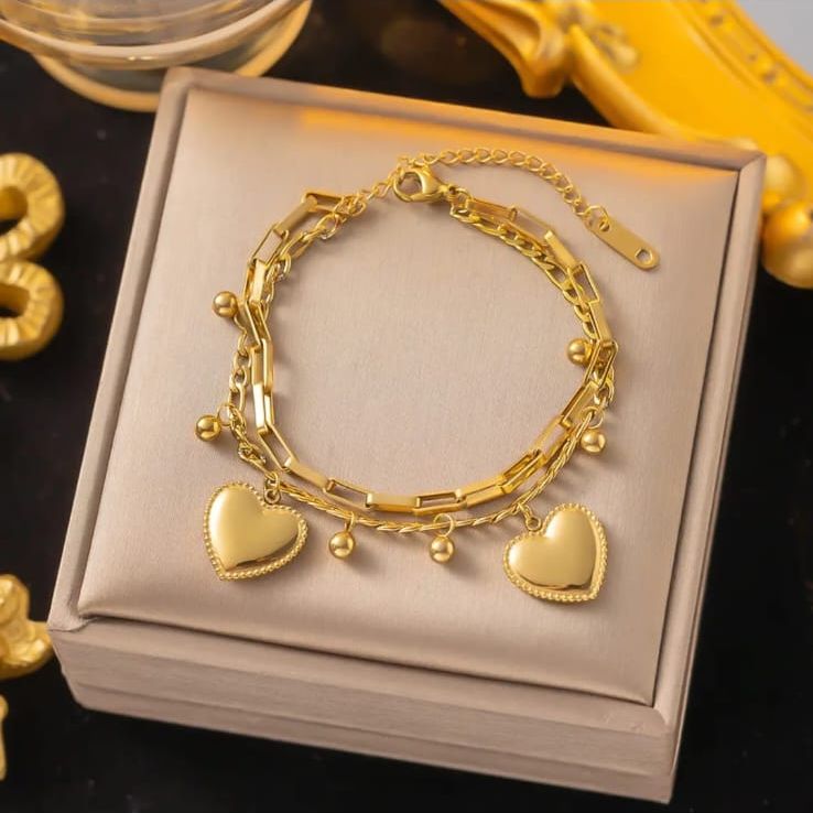 Heart Ball Double Layered Bracelet