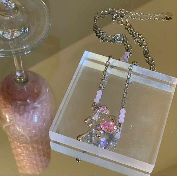 pink stone heart pendant