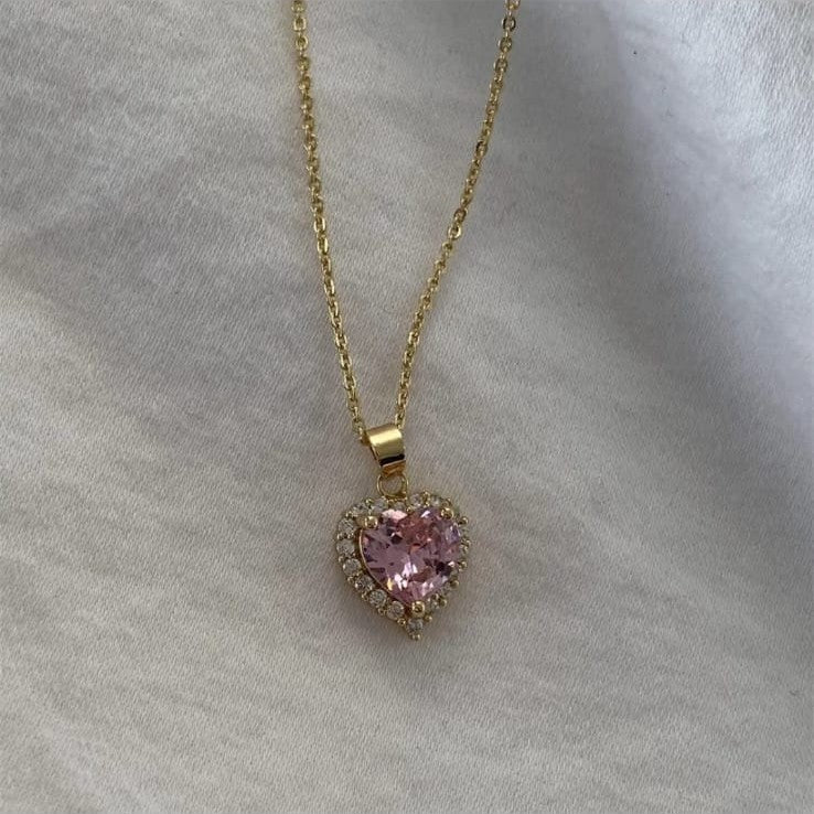 Pink Heart Stone Pendant