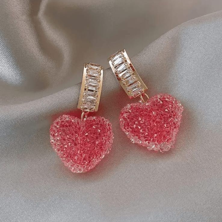Pink Heart Korean Earring