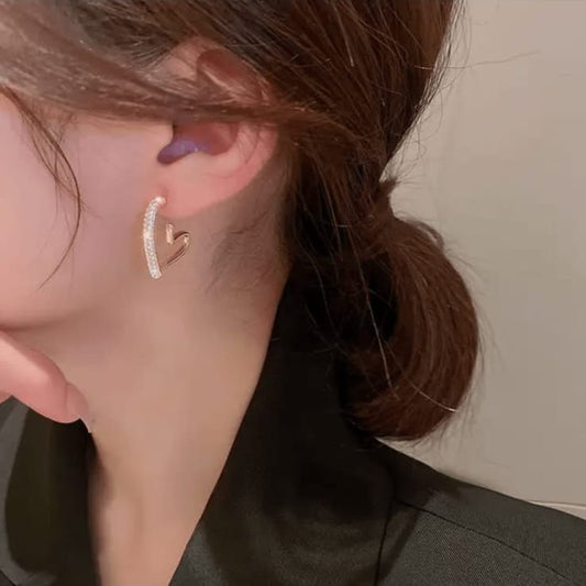 Heart Shape DIamond Crystal Earrings