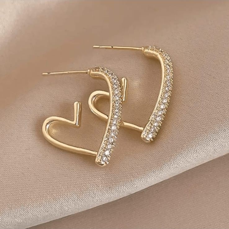 Heart Shape DIamond Crystal Earrings