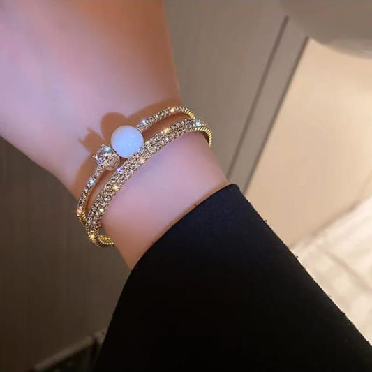 White Pearl Stone Crystal Bracelet