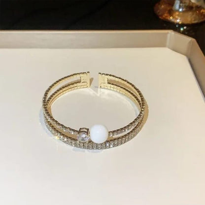 White Pearl Stone Crystal Bracelet