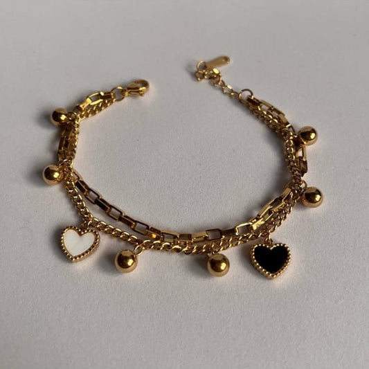 Layered Reversible Heart Chain Bracelet