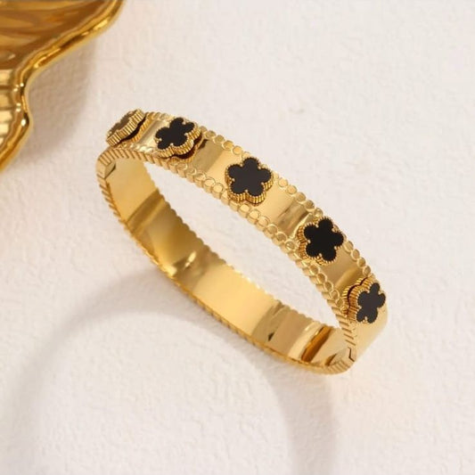 Black Flower Gold Plated Bracelet