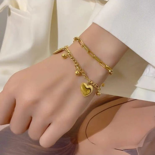 Heart Ball Double Layered Bracelet
