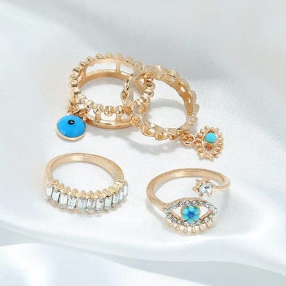 Set Of Four Evil Eye Rings