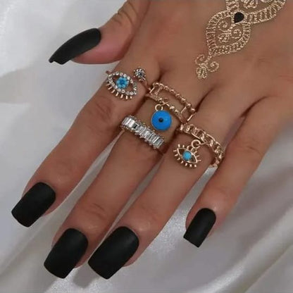 Set Of Four Evil Eye Rings