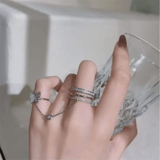 Silver Coated Crystal Ring