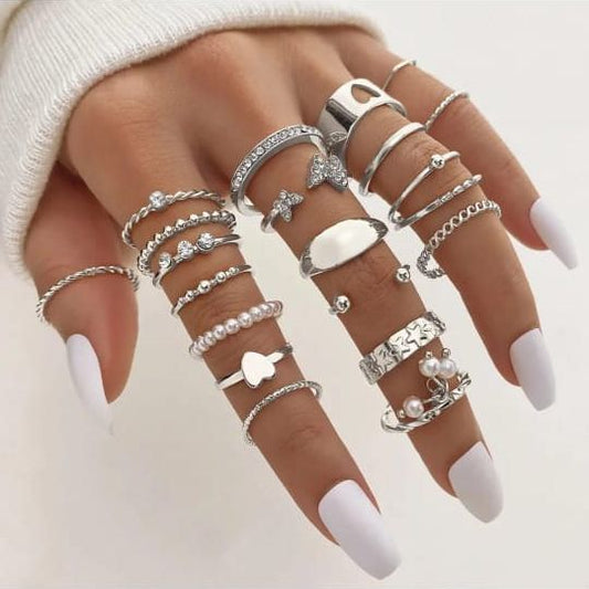Set Of 21 Silver Rings