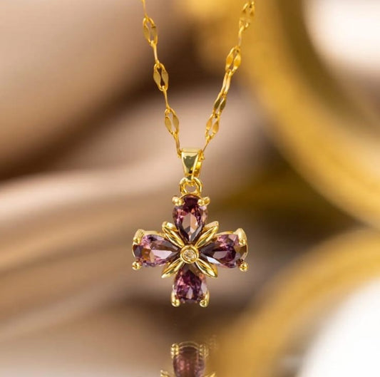 purple stone flower pendant