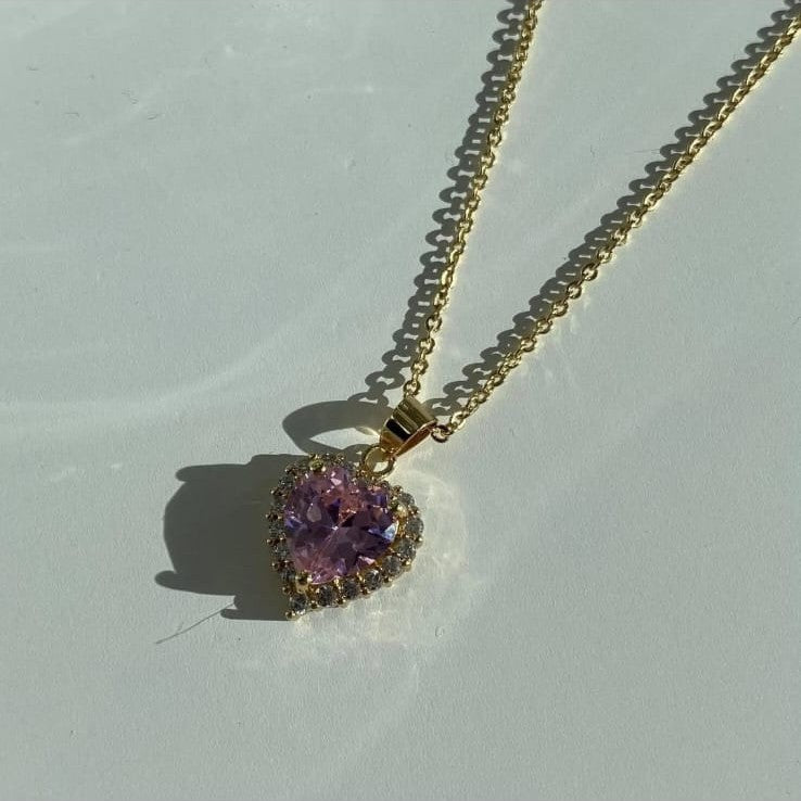 Pink Heart Stone Pendant