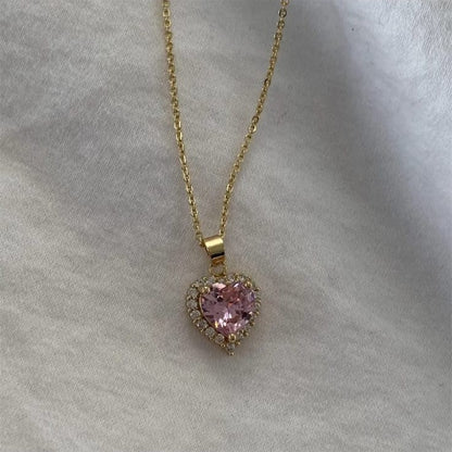 Pink Heart Stone Pendant