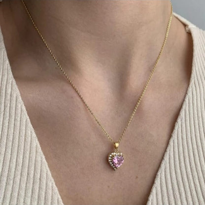 Pink Heart Stone Pendant