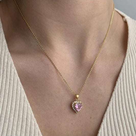 Pink Heart Stone Pendant