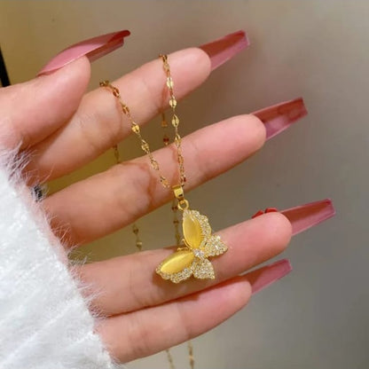 Stainless Steel Golden Butterfly Pendant