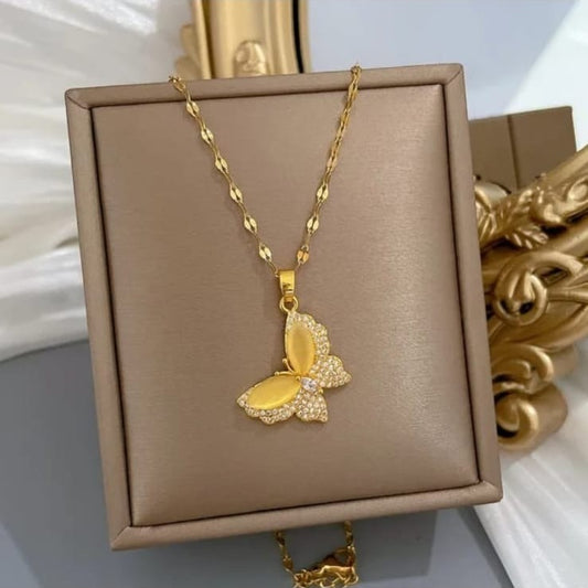 Stainless Steel Golden Butterfly Pendant