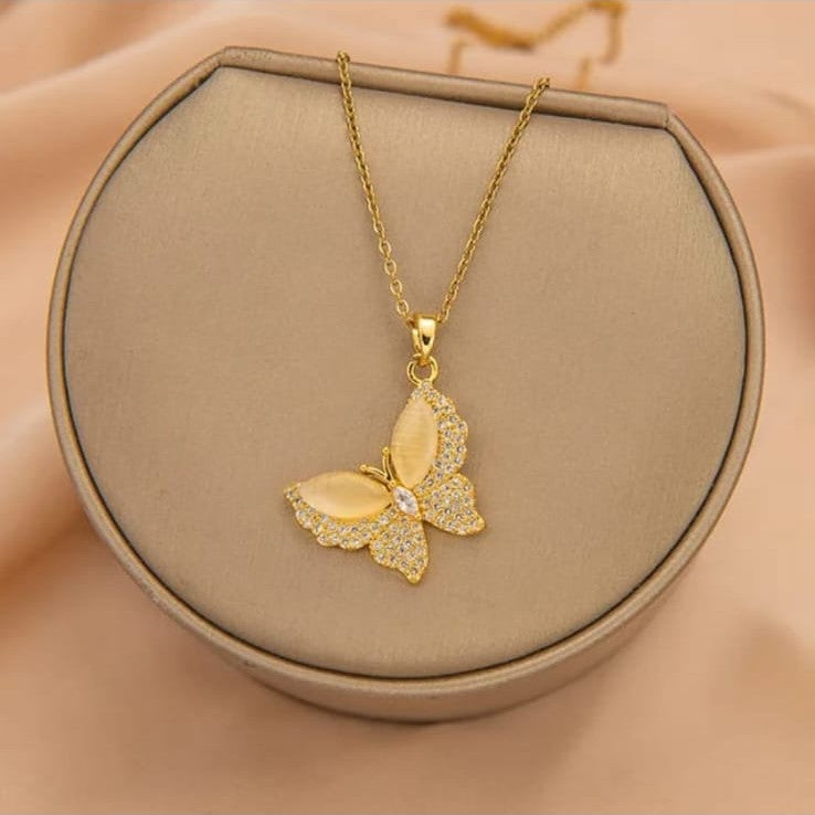 Stainless Steel Golden Butterfly Pendant