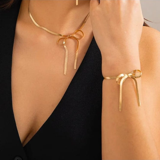 Snake Chain Set Of Bracelet And Necklace