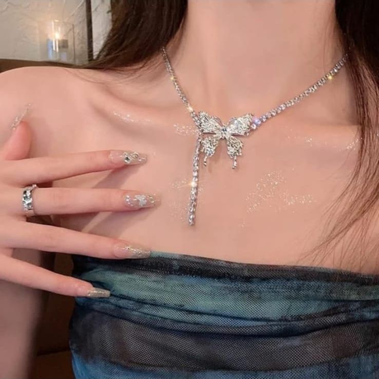 Crystal Zicron Butterfly Necklace