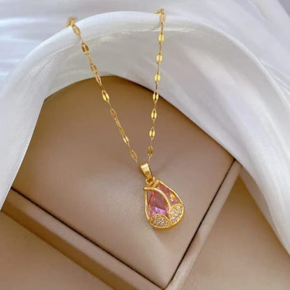 Stainless Steel Pink Tulip Necklace