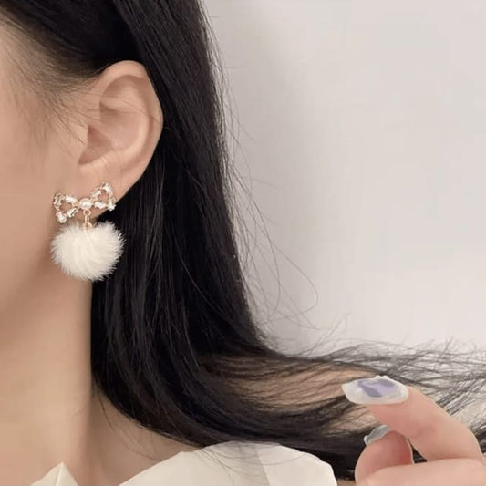 Korean Pink Puff Earring