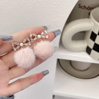 Korean Pink Puff Earring