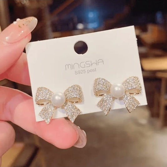 Pearl With Bow Korean Earring