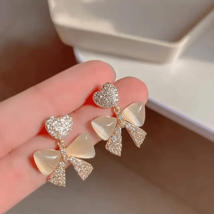 Heart With Bow Earring