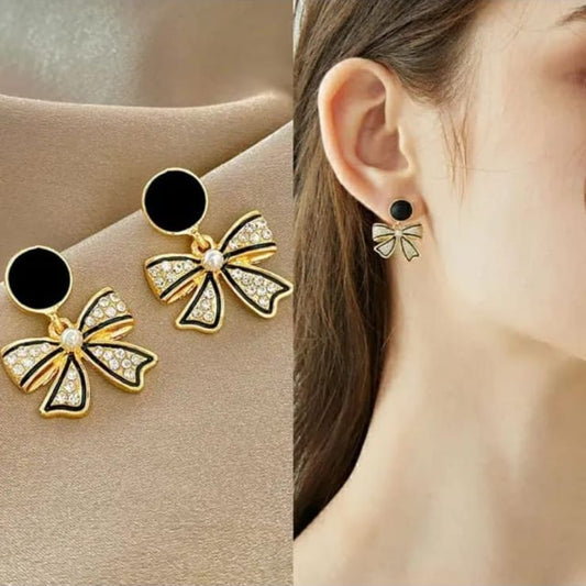 Black Bow Earring