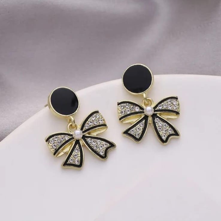 Black Bow Earring