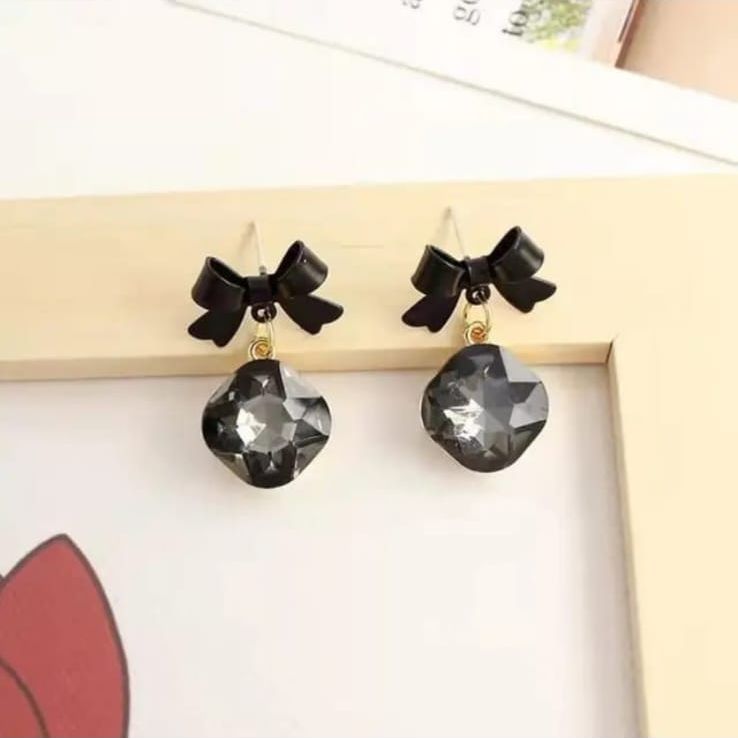 Black Bow Korean Studs