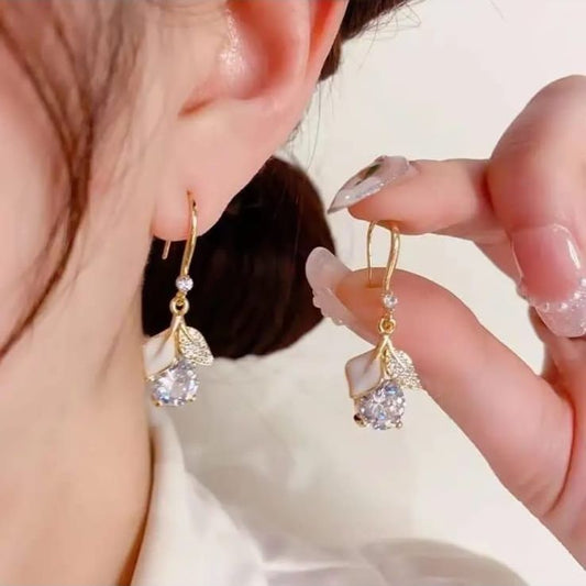 Leaf Crystal Diamond Earring