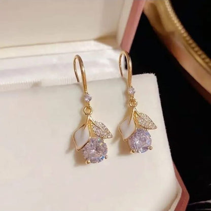 Leaf Crystal Diamond Earring